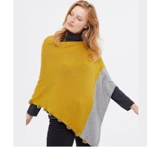 White Stuff Yellow/Mustard and Gray Penelope Color block Poncho